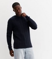New Look Navy Cable Knit Long Sleeve Crew Neck Jumper